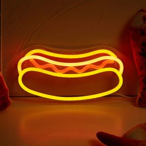Chi-buy LED Neon Hot Dog USB Powered Neon Signs Night Light 3D Wall Art Bedroom Living Room Decor Lamp Signs