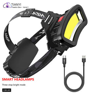 Cob White Light Red Light Head-Mounted Headlight Strong Light Lack of Light Outdoor Lighting Camping Lantern Cycling Safety Alarm Lamp