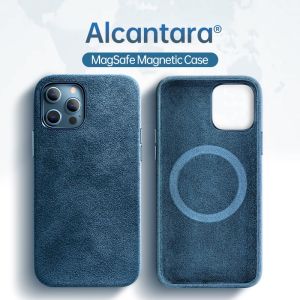 Luxury Alcantara Leather Case For iPhone 15 Pro Max Wireless Charger Cover For iPhone 12 13 14 Pro Max Plus