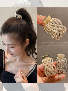 Elegant Pearl Hair Clip Womens Bun Hairpin High Ponytail Clip Back of Head Hairdressing Tool Hair Card Headwear Accessory