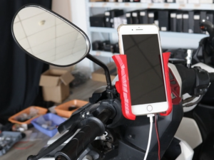 【4-Color Choice】Universal Dual Port Charging Motorcycle Phone Mount (Type-C + USB) Waterproof ABS Plastic Motorcycle Cellphone Holder for Riders