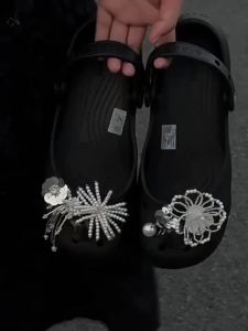 Original Shoe Charms Set Women Retro Leopard print shoe flower charms cute little bear Ballet Shoe decorations Shoe Accessories