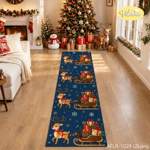 VIKAMA Christmas Rectangular Rug Soft Non Slip Washable Hallway Entryway Carpet Festive Home Decor Runner Mat Corridor Holiday