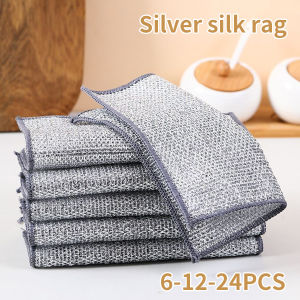 Layer Silver Thread Dishcloth Kitchen Towel Thickened Ultrafine Fiber Steel Wire Dish Towel Cleaning Supplies