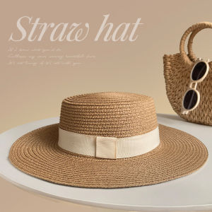 Women Large Fit Flat Brim Sun Protection Straw Hat