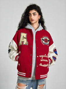 A chock | American Style Heavyweight Letter Towel Embroidery Velvet Pilot Jacket