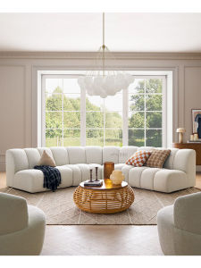 Scandinavian Italian Cream Wind Arc S Fan-Shaped Cashmere Living Room Combination Small Apartment House Corner Ring Sofa