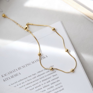 Lắc chân titan nữ không gỉ dây bi tròn mềm mại sang trọng nữ tính