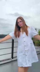 เดรสผ้าทอทวิตลุคคุณหนูไฮโซแต่งขอบมุข กระดุมทอง ซิปหลังสม้อคเอว