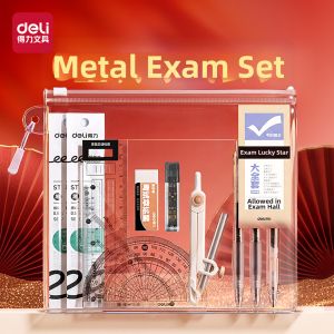 deli | Exam Essential Kit No Metal Filling Pencil for High School Entrance Exam Transparent Pencil Case