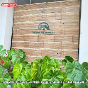 Murah Tirai bambu gulung teras depan rumah anti panas kere bambu gulung vernis pelitur&polos satu ring besi keretan