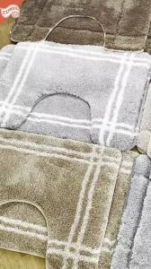 พรมห้องน้ำ 2 ชิ้น 45x70cm+พรมตัว U50x60cm หนานู้เป็น 16-20 mm พรมชักเท้า พรมชักโครก มีการลื่น ซับน้ำดี ซักได้ แห้งไว พรมสวยลายกรอบพร้อมส่ง โดย Express Carpet