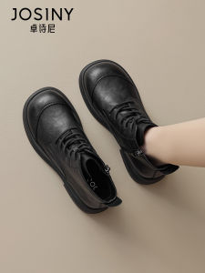 Josiny | Womens Fur Lined Martin Boots Thick Sole Coarse Heel