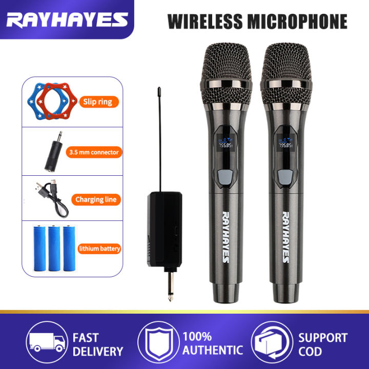 RAYHAYES Wireless Microphone For Videoke Original Rechargeable HD Sound Universal Microphone for videoke singing speech live Lazada PH