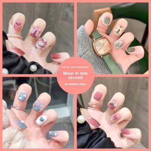 Autumn Winter New Style Wearable Detachable Butterfly Knot Nail Stickers for Women Advanced Girl Fake Nails Beauty Tools
