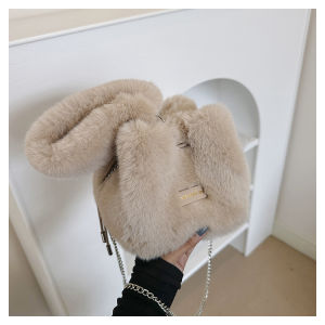 Fashionable Furry Bucket Bag Womens Large Capacity Single Shoulder Crossbody Chain Handbag Autumn Winter New Style Soft Polyester