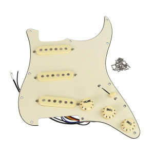 FLEOR | FLEOR Alnico 5 SSS Prewired Loaded Guitar Pickguard 11-Holes ST Guitar Parts-Cream 3Ply
