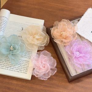 Pure Desire Style Women's Hair Accessories: Side Bangs Duckbill Clip Floral Embellished Ogeesha Headwear Spring Freshness