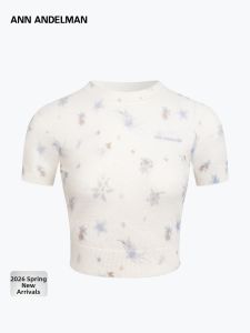 ANN ANDELMAN | Floral Print Short Sleeve Round Neck Slim Fitting Womens Top