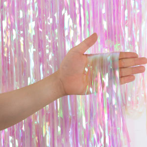 Laser Illuminated Colorful Tassel Ribbon Party Decoration Birthday Scene Setup Festive Ornament Raindrop Curtain Streamer