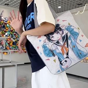 กระเป๋าผ้า สไตล์เกาหลี ใบใหญ่ กระเป๋าสะพายข้าง สำหรับผู้หญิง