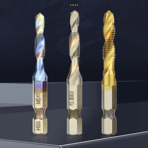 6pcs Tap Titanium Plated Hex Shank Drilling Bits HSS Screw Thread Metric Taping Screw Machine Tool M3-M10 Electric Drill Bit