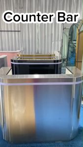 JD1679 Counter Bar โต๊ะแคชเชียร์ (มีไฟ LED) เคาน์เตอร์คิดเงิน เคาน์เตอร์ต้อนรับ สีเงิน สีทอง สีดำ