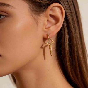 Skyrim Fashion Big Star Stud Earrings Irregular Geometric Korean Stainless Steel Earring Minimalist Jewelry for Women Gift