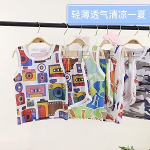 Baby Ice Silk Sleeveless Mesh Vest Kids Set Boy