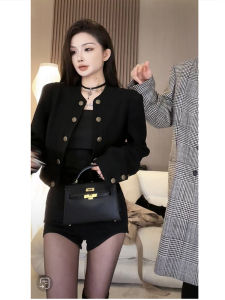 เสื้อสูทตัวสั้นเรียบหรูสำหรับสาวแซ่บไซส์ใหญ่กางเกงขาสั้นเอวสูงสำหรับฤดูใบไม้ร่วงเสื้อกล้ามเกาะอกเซ็กซี่สำหรับฤดูใบไม้ร่วงเซ็ตเสื้อผ้าใส่แล้วดูผอมเพรียว