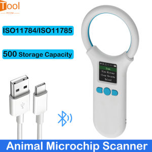 Microchip Scanner RFID 134.2KHz/125KHz Animal Chip ID Reader EMID FDX-B(ISO11784/11785) 500 Data Storage Type-C Cable Uploading to PC