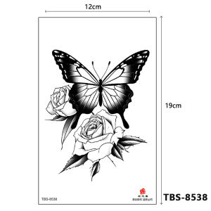 Black Butterfly Flower Tattoo Sticker for Women Arm Chest Wrist Waterproof Temporary Tattoo Fake Tattoo Body Decor