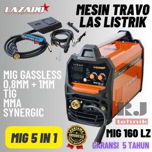 Lazaro Mesin Travo Las MIG 160 CO2 Tanpa Gas Inverter Welding 5 Fungsi MIG Gasless TIG MMA CUT Plasma Argon Synergic MIG 160