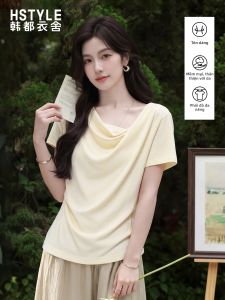 HSTYLE | Áo Thun Tay Ngắn Ôm Body Cổ Bẻ Dáng Pháp Mùa Hè