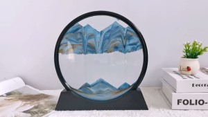 Moving Sand Art Picture Round Glass 3D Deep Sea Sandscape in Motion Display Flowing Sand Frame