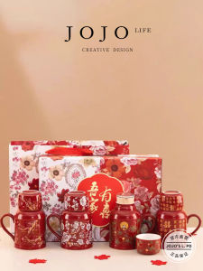 Jojos L PD Hands Ceramic Insulated Mug Engagement Party Cup New Home Set Wedding Gift Modern Simple Style Straight Drinking Cup