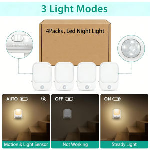 Đèn Ngủ LED Thông Minh Có Cảm Biến Chuyển Động Ánh Sáng Trắng Ấm Độ Sáng Điều Chỉnh Được Không Kèm Pin Hình Chữ Nhật