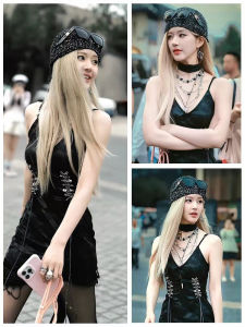 Mũ Dệt Kim Punk Phong Cách Mới Thời Trang Mùa Hè Cho Nữ Mũ Ấm Cài Cỡ Lớn Mũ Lưỡi Trai Mũ Mùa Thu Mũ Đi Chơi Phố