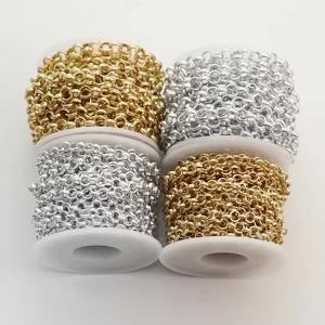 5Meters/roll Aluminum O-Ring Cross Chains Round Bulk Link Chains For DIY Jewelry Making Bracelet Necklace Connector Accessories