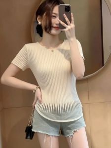 AIYITI | Elegant Organza Hem Short Sleeve Big Size Slim Fit T-shirt