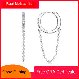 Bất Moissanite Với Gra Giấy Chứng Nhận Rắn 925 Sterling Silver 18K Vàng Bông tai tòng teng bằng vàng Cho Phụ Nữ Tua Chian Hình Dạng