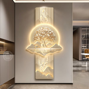 Luxurious Entrance Decorative Painting New Chinese Style Lucky Tree Large Scale Living Room Hallway End Hanging Artwork