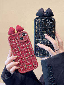 CrashStar Bow-knot Woven Cloth Fashion Anti-fall Phone Case For iPhone 14 Pro Max Plus 13 12 11 Pro Max Silicone Soft Phone Casing Shockproof Phone Cover With Full Cover Lens Camera Protection Top Seller