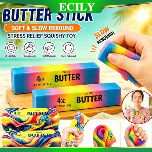 ECILY Butter Butter Stick Squishy Toy Soft Slow Rising Butter Squeeze Stress Ball Realistic Fidget Butter for Office School Anxiety for Kids Adults Anxiety ADHD Autism Gift