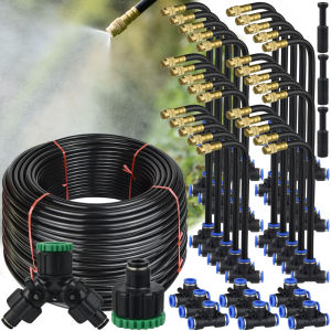 หัวฉีดพ่นหมอกทองเหลืองแบบกดล็อค ขนาด 8 มม. สำหรับระบบทำความเย็นแบบพ่นหมอกกลางแจ้ง 5-30 เมตร เหมาะสำหรับลานบ้าน ระเบียง และโรงเรือน