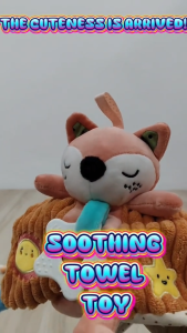 KidzTent Toy Soothing Towel Baby Plush Toy Sleep Aid Hand Puppet Sleep Toy Soft Stuffed Doll Toy Newborn Bean Comforter Towel Plush Toy/ Infants Kids Pacifier Holder Cute Plush Toy Soother Clips Removable Pacifier Clip