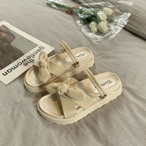 Plus Size Womens Shoes 41-43 Internet Celebrity with Skirt Best Selling Sandals Womens Summer 42 Fairy Thick Sole Ins Roman Flat Shoes