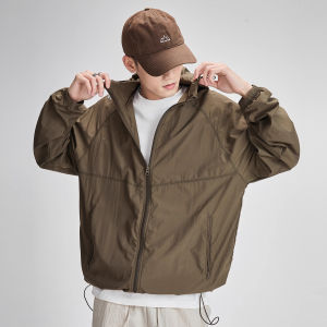 Áo Chống Nắng Mỏng Bằng Lụa Băng Có Mũ Trùm Đầu Cho Nam Mùa Hè Ngoài Trời Thoáng Khí Chống Tia UV Áo Khoác Rộng Rãi