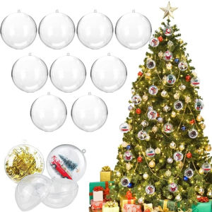 ลูกบอลคริสมาสต์พลาสติกใส4ชิ้น5/6/8/10ซม.ลูกบอลคริลิคทำจากพลาสติกใสต้นคริสต์มาสแขวน DIY ลูกบอลวันวาเลนไทน์เครื่องประดับตกแต่งแขวนงานปาร์ตี้แต่งงาน