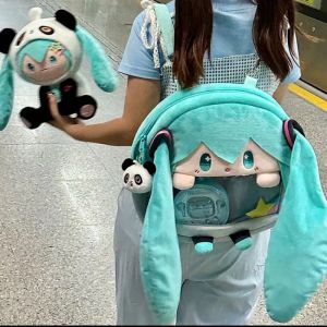 Cute Hatsune Miku Plush Backpack Soft Stuffed Bag Large Capacity Kawaii Anime Itabag Transparent Ita Pocket Birthday Gift Girl